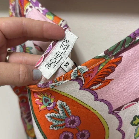 NWT XS Rachel Zoe Pink and Orange Fitted Camisole with Graphic Design - Picture 4 of 4